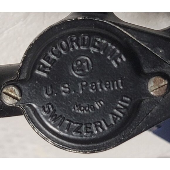 Vintage Recordette Switzerland Spinning Fishing Reel U.S. Patent No. 21 - Metal - Picture 2 of 14